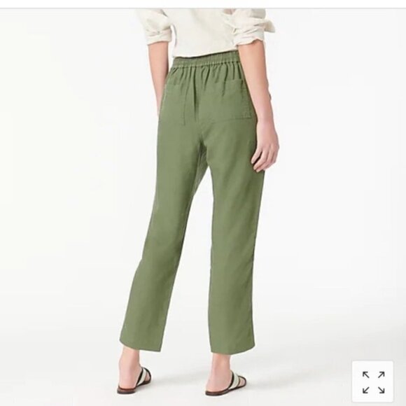 J. Crew Tie Waist Seaside Pant in Linen Blend Green XLT - Picture 3 of 8
